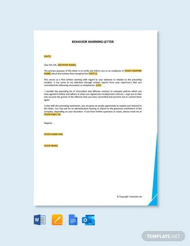 behavior warning letter examples  employee patient student