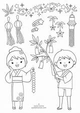 Japan Kids Tanabata Colouring Keshet Ayelet Ayeletkeshet Printable Bookmark sketch template