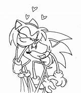 Sonic Amy Pages Coloring Sonamy Kissing Template Anime sketch template