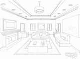 Point Perspective Drawing Simple Bedroom Room Getdrawings sketch template