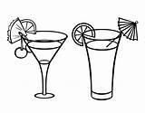 Coloring Cocktail Cocktails Two Drinks Drawing Pages Food Color Martini Print sketch template