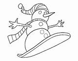 Snowman Snowboard Coloring Descent Coloringcrew Christmas sketch template