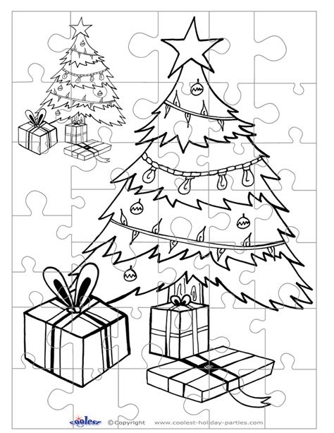 printable bw christmas tree small piece puzzle coolest  printables