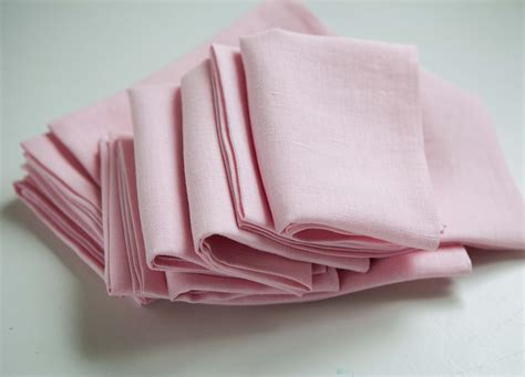 linen napkins blush pink napkins set   pastel napkins etsy