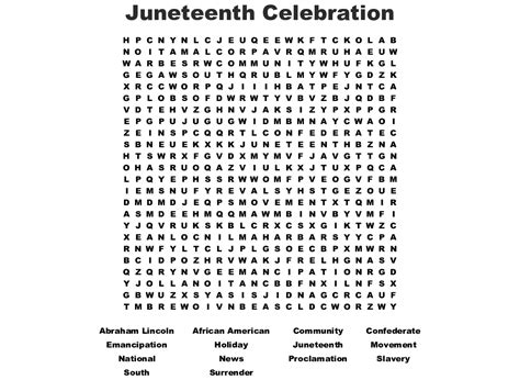juneteenth celebration word search wordmint   handouts