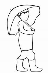 Raincoat Umbrella Wearing Wellies sketch template