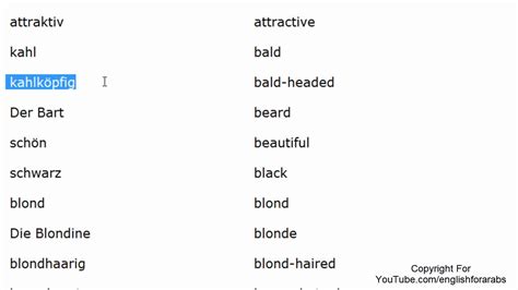 german  beginners people  physical characteristics part  youtube