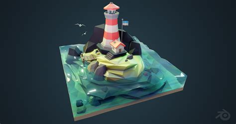 poly lighthouse silhouette   blendernation
