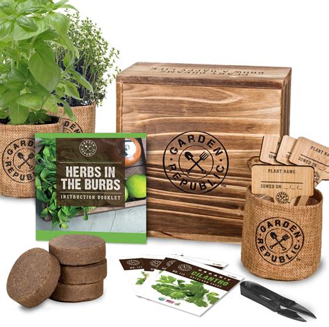 indoor herb garden starter kit organic  gmo herb seeds basil