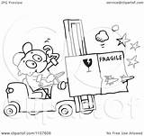 Forklift Driver Running Over Distracted Box Clipart Outlined Fragile Illustration Royalty Vector Gnurf Coloring Fork Getdrawings Lift Drawing Getcolorings Background sketch template