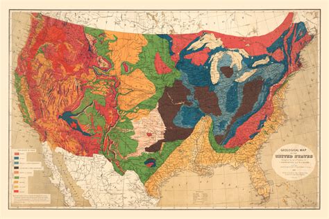beautifully restored geological map   united states   knowol