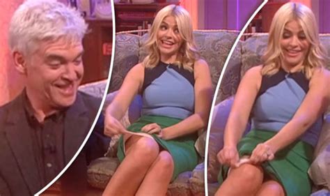 holly willoughby flashes knickers as phillip schofield blushes on all