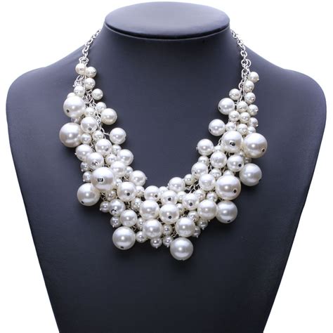 buy  trendy fashion pearl necklace chocker costume