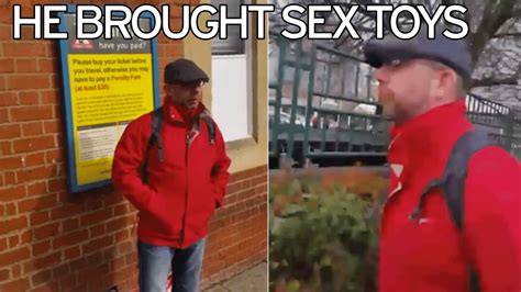 paedophile hunters catch man carrying tent and sex toys bag who