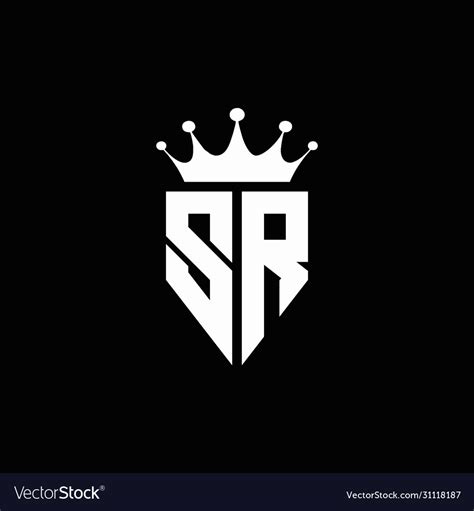 sr logo monogram emblem style  crown shape vector image