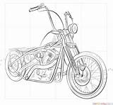 Motorcycle Chopper Coloring Drawing Draw Bike Harley Davidson Pages Motorbike Step Printable Outline Motorcycles Tutorials Sketch Police Kids Supercoloring Drawings sketch template