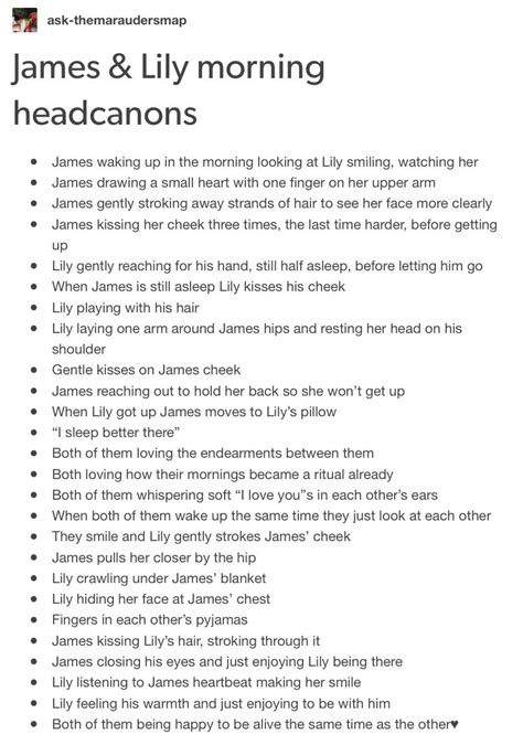 James And Lily Morning Headcanons Harry Potter Feels