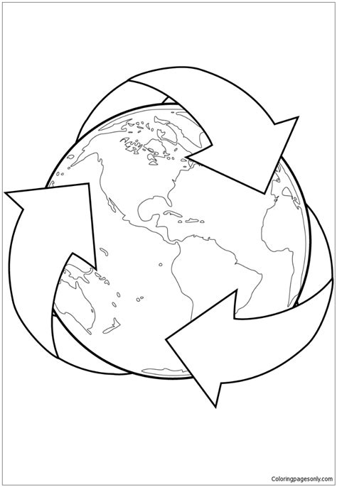 recycle sign  earth coloring page  printable coloring pages