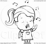 Singing Girl Cartoon Clipart Coloring Outlined Vector Cory Thoman Royalty sketch template