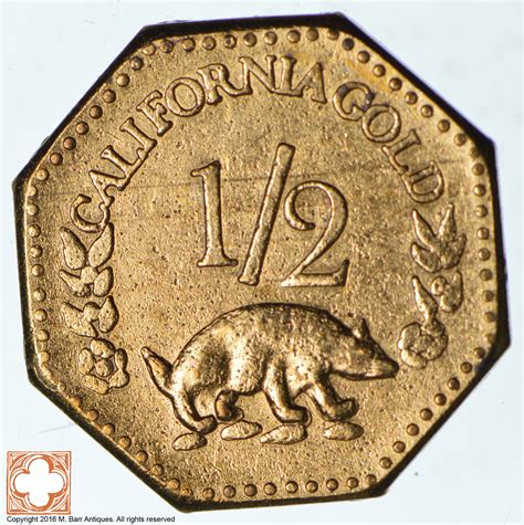 octagonal souvenir tribute token  indian head california gold