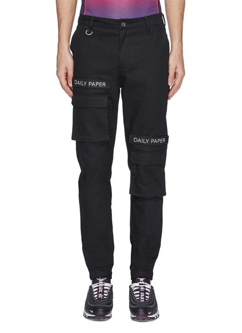 daily paper logo embroidered cargo pants dailypaper cloth cargo