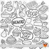 Breakfast Lunch Doodle Food Fast Clipart Launch Cooking Set Icons Description sketch template