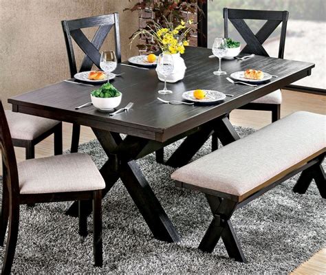 xanthe black wood rectangular dining table