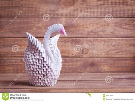 modular origami swan  stock photo image  heart