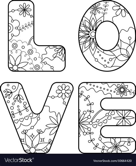 word love painted coloring royalty  vector image