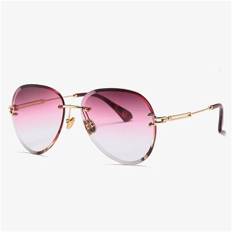 Buy Luxury Rimless Aviator Sunglasses
