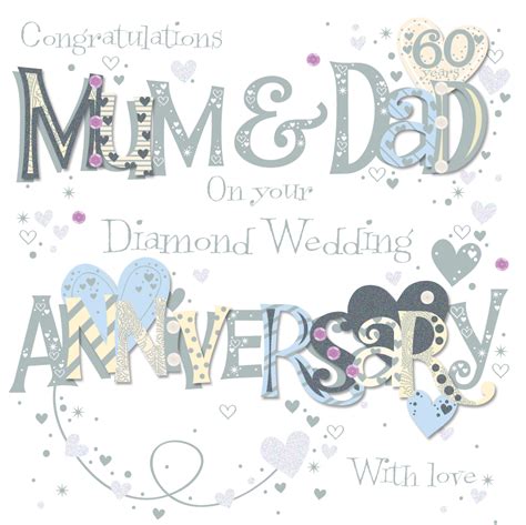 Mum And Dad Diamond 60th Wedding Anniversary Greeting Card