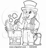 Chimney Sweep Holding Clipart Coloring Outlined Brush Man Royalty Sweeper Visekart Sweeps Vector Illustrations Poster Print Broom Rope Retro Side sketch template