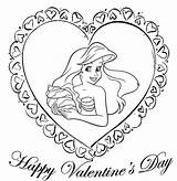 Coloring Disney Valentines Pages Kids Princess Ariel Valentine Sheets Bestcoloringpagesforkids Heart Happy sketch template