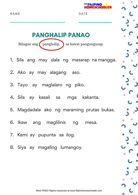 worksheet for grade 1 filipino