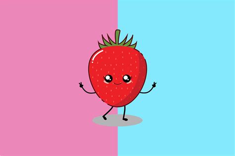 kawaii cute strawberry art  red sugar design thehungryjpeg