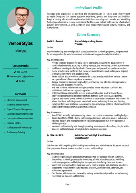 principal resume  guide  job interviews