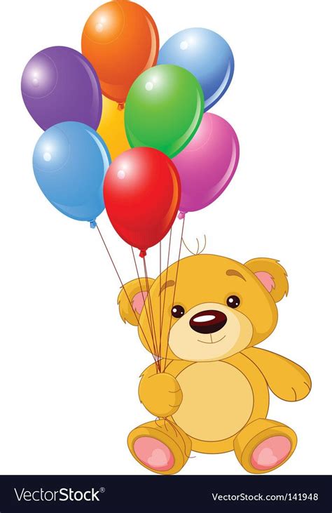 teddy bear holding  balloons   white background