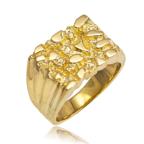 gold mens nugget ring   gold nugget ring mens jewelry rings