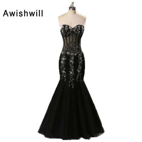 buy floor length black prom dress party gown beadings