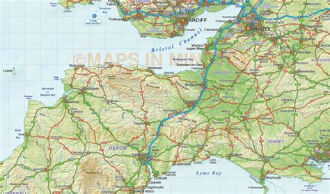 south west england county road rail map  regular relief atm scale  illustrator vector format