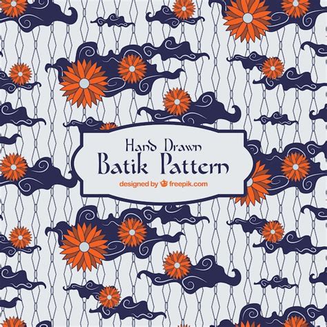 vector batik pattern  flowers  clouds