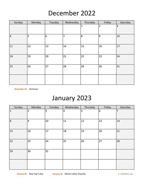 december   january  calendar