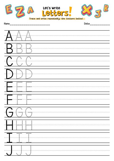 alphabet printing practice
