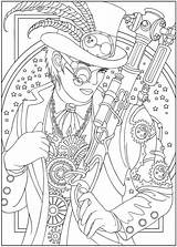 Steampunk Coloring Pages Printable Dover Publications Adult Book Colouring Books Para Adults Color Designs Doverpublications Male Advanced Steam Printables Adultos sketch template