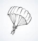 Parachutiste Fallschirmspringer Vektorzeichnung Vecteur Parachutist Parachute Fallschirm Zeichnung sketch template