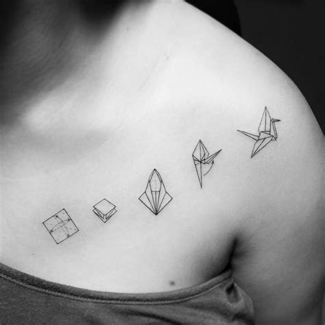 origami crane instructions tattoo   left side