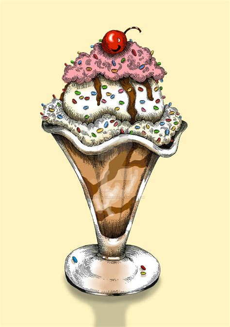ice cream sundae drawing  getdrawings