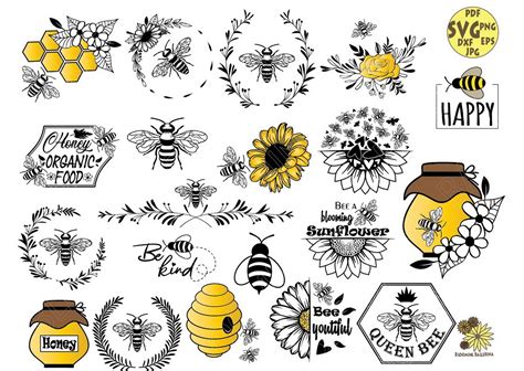 flower bee svg bundle bees honey sunflower svg honeybee svg queen