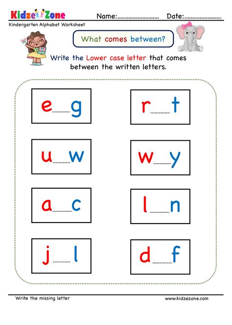 kindergarten missing letter worksheet