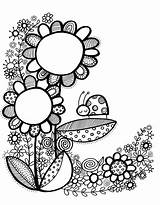 Doodle Zentangle Coccinelle Crafter Fleurs sketch template